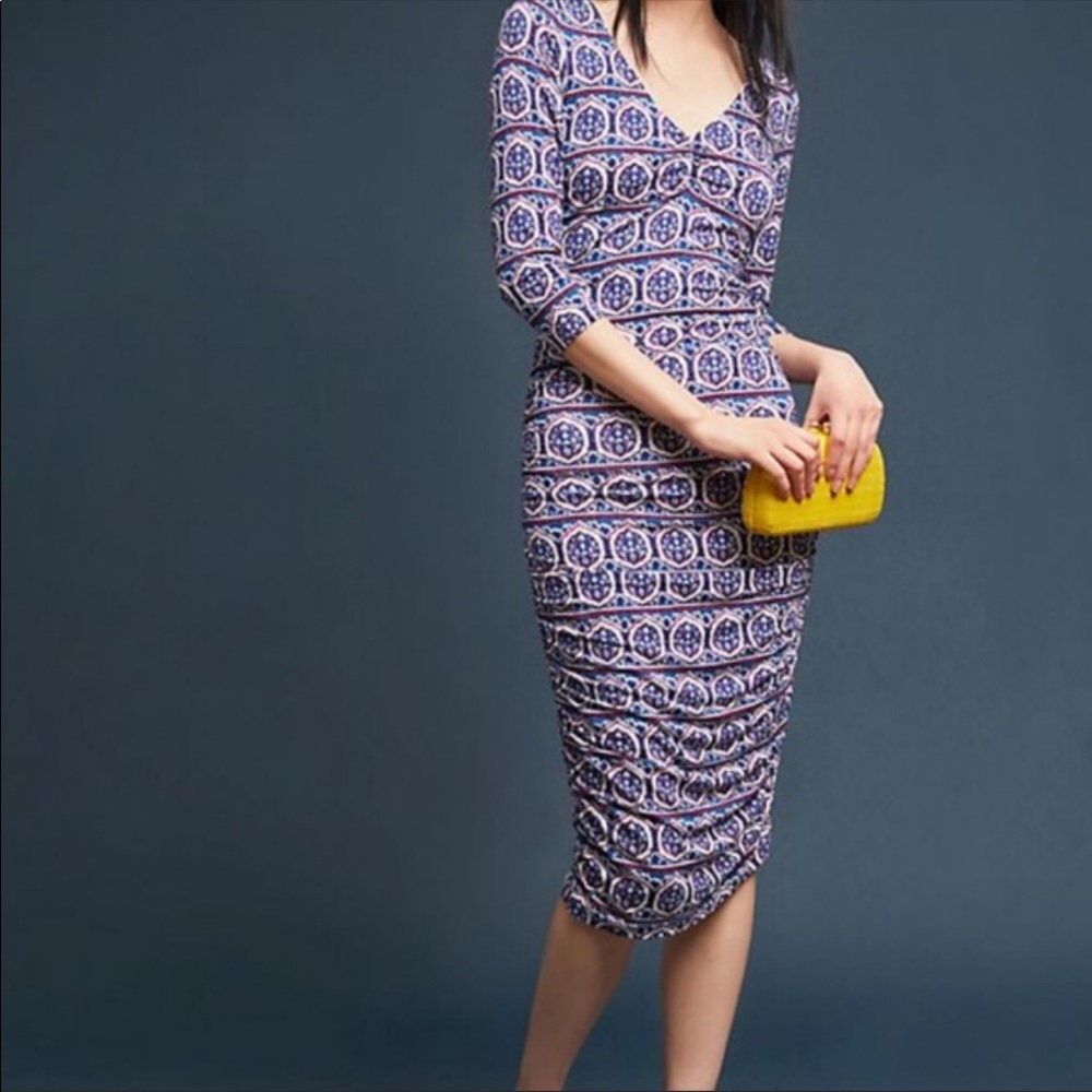 Anthropologie Medea Ruched Column Dress
